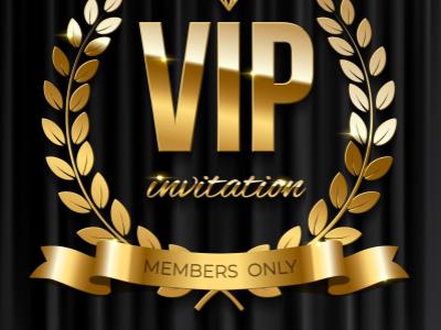 VIP Invitation Members Only in gold on a black background